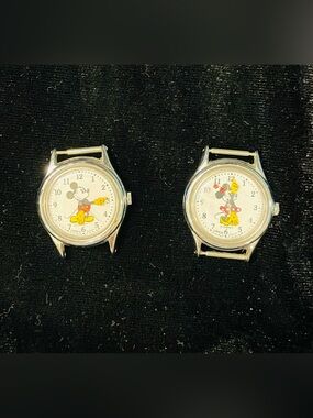 2 Vintage Lorus Walt Disney Mickey & Minnie Mouse Quartz Watches No Band